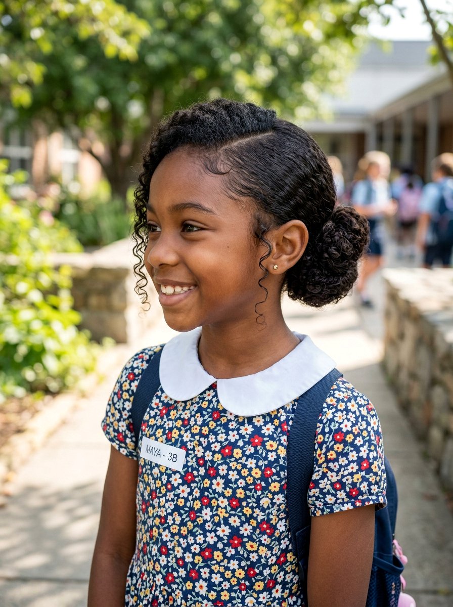 Low Side Bun - 20 school bun styles for black girls - 20 school bun styles for black girls