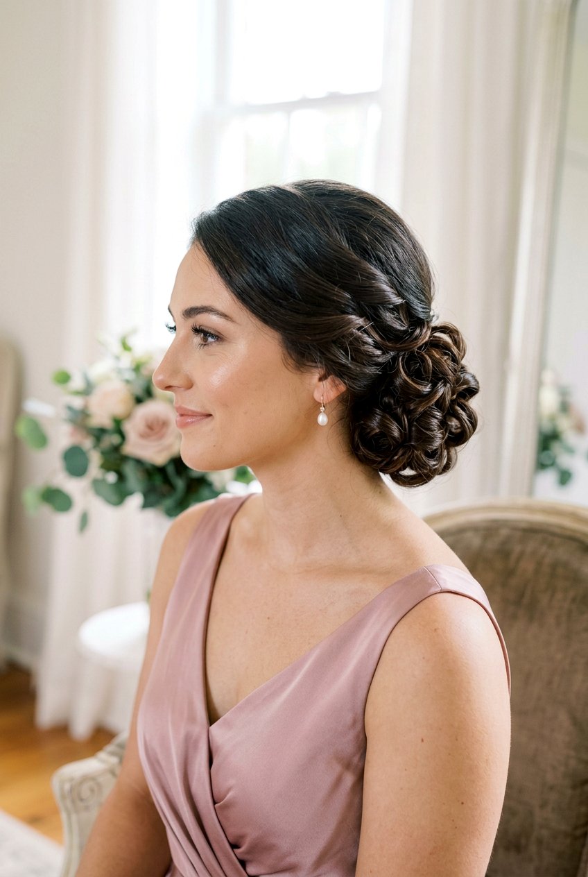 Low Side Bun With Curls - 20 bridesmaid side bun with curls - 20 bridesmaid side bun with curls