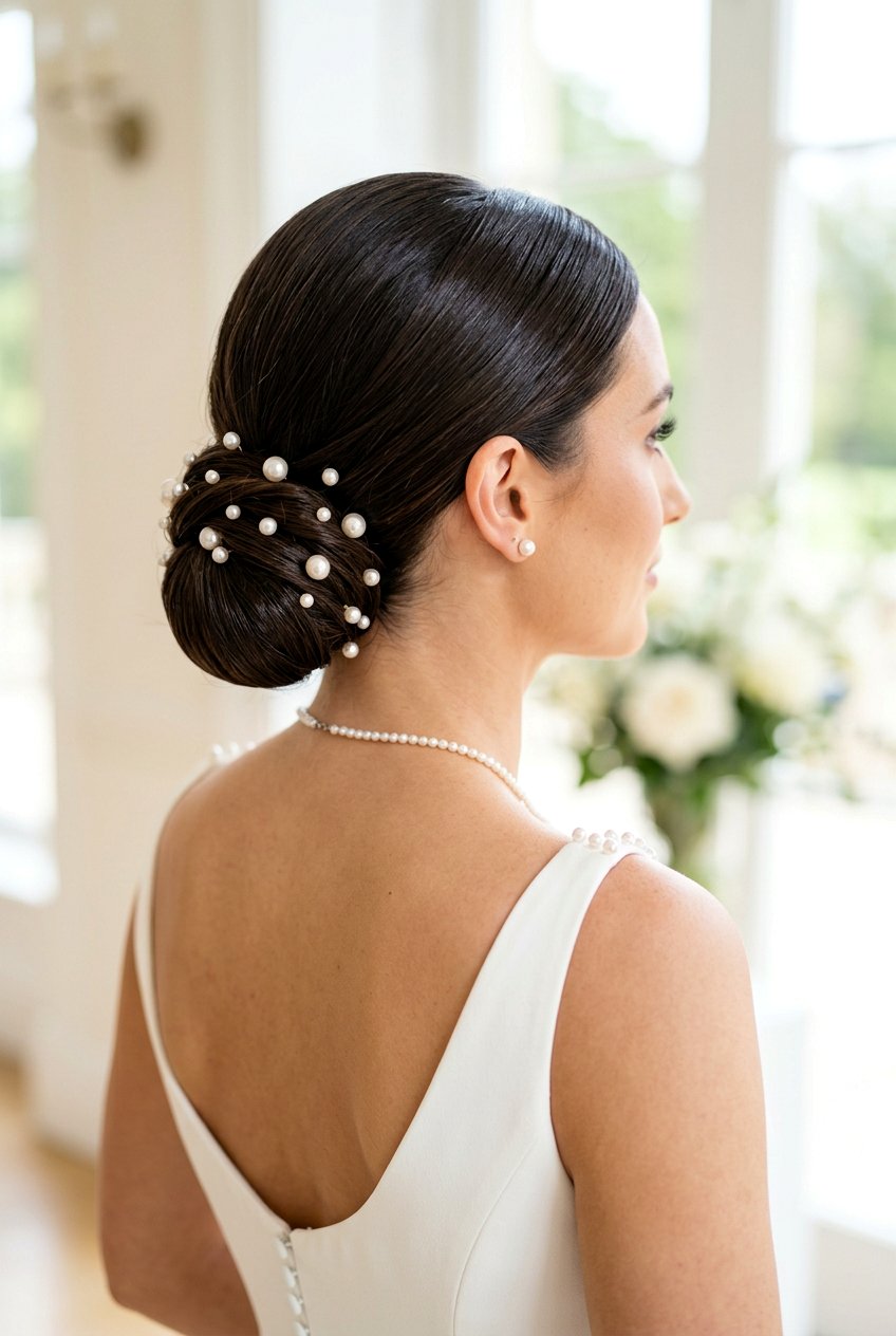 Low Side Bun With Pearl Pins - 20 formal side bun hairstyles - 20 formal side bun hairstyles