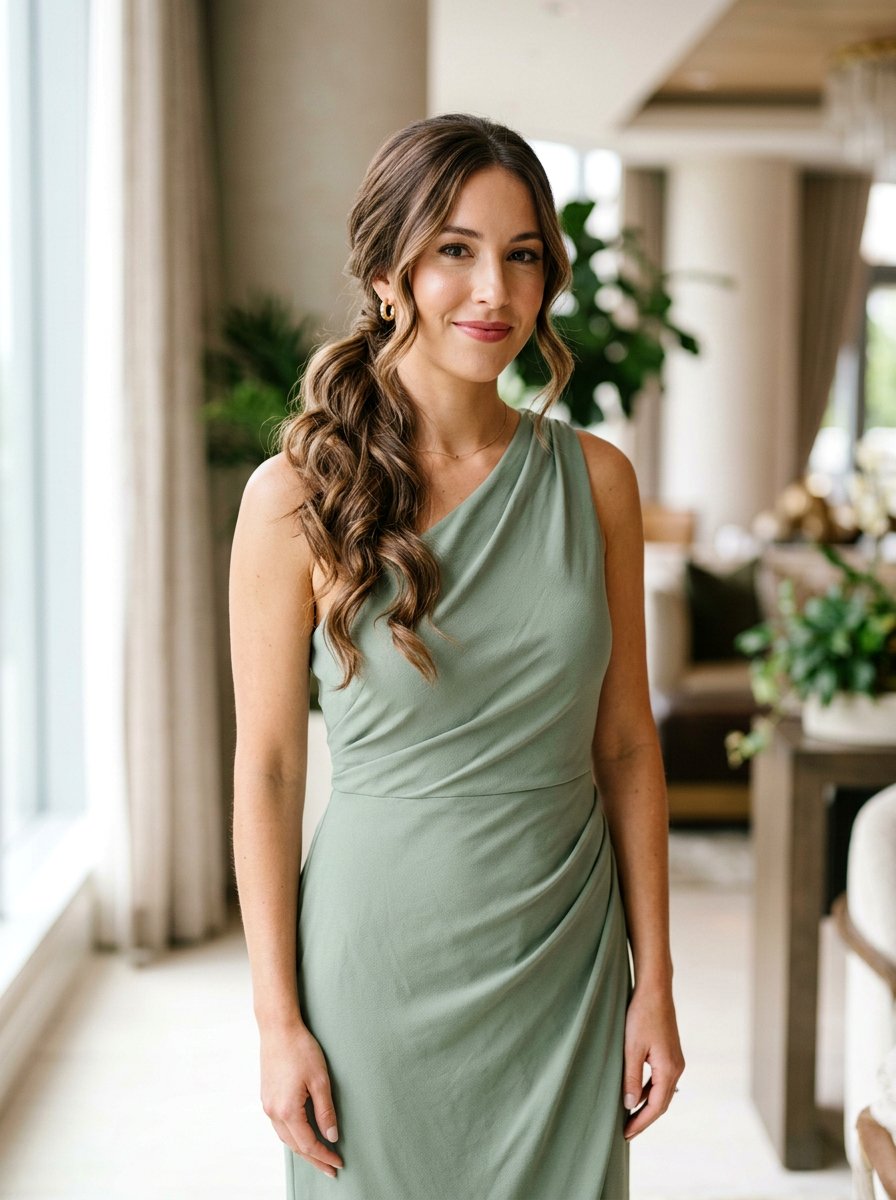 Low Side Ponytail With Romantic Waves - 20 wedding guest low ponytail with waves - 20 wedding guest low ponytail with waves