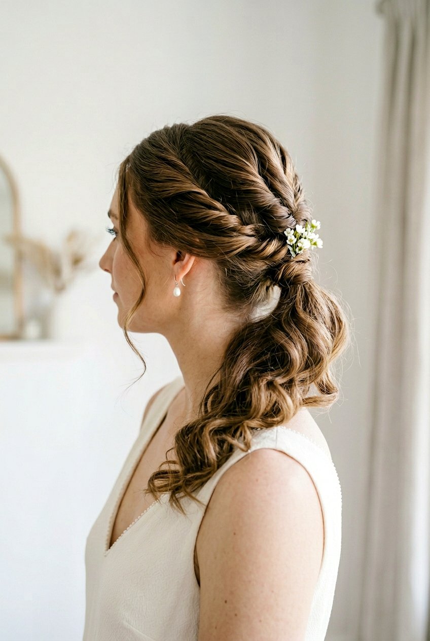 Low Side Ponytail With Twists - 20 elegant bridal side ponytail - 20 elegant bridal side ponytail