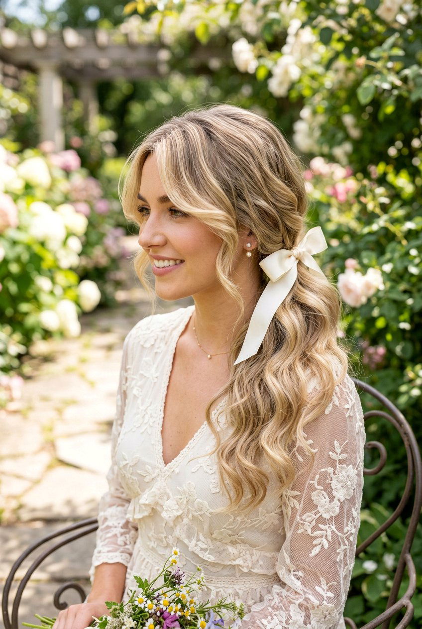 Low Side Ribbon Ponytail - 20 ribbon ponytail hairstyles - 20 ribbon ponytail hairstyles