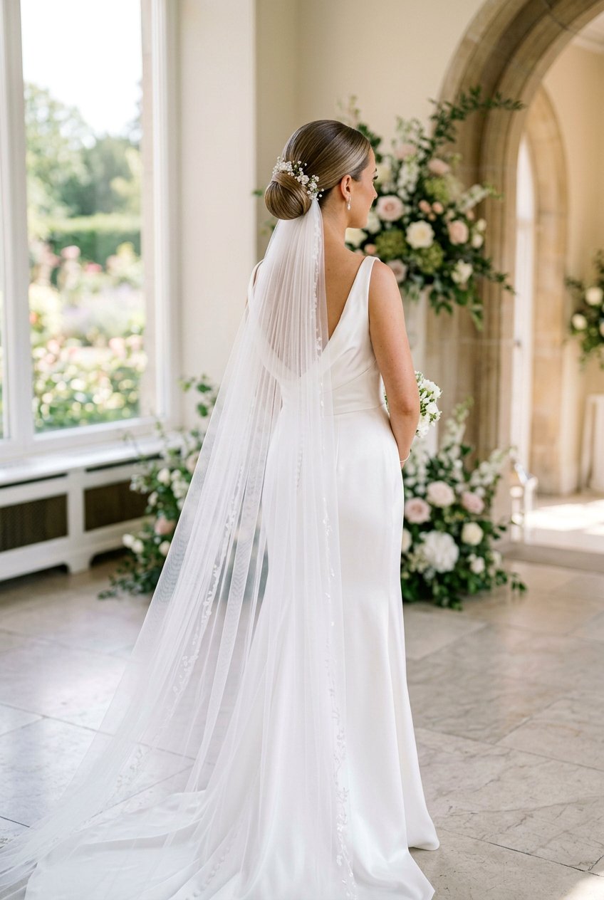 Low Sleek Bridal Bun With Veil - 20 classic bridal bun for veil - 20 classic bridal bun for veil