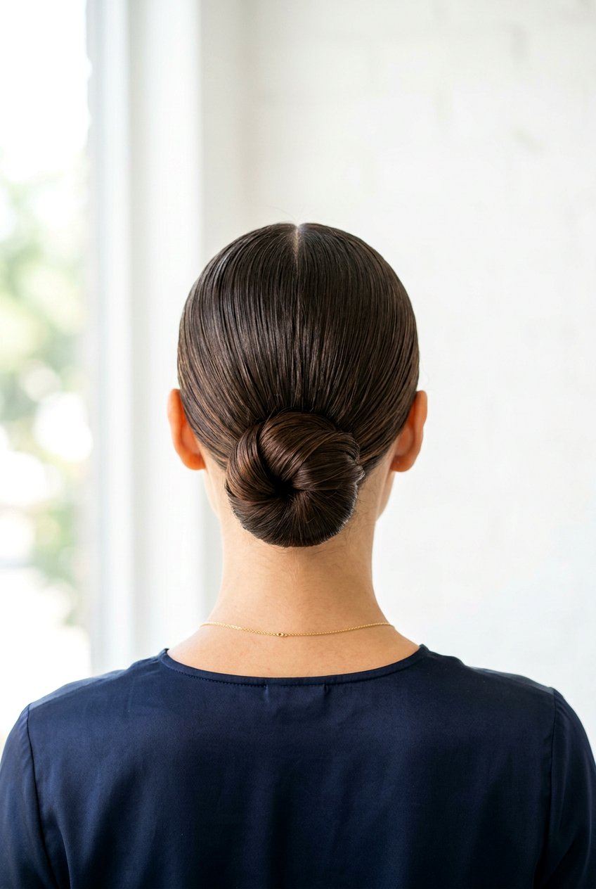 Low Sleek Bun - 20 hairstyles for straight hair - 20 hairstyles for straight hair