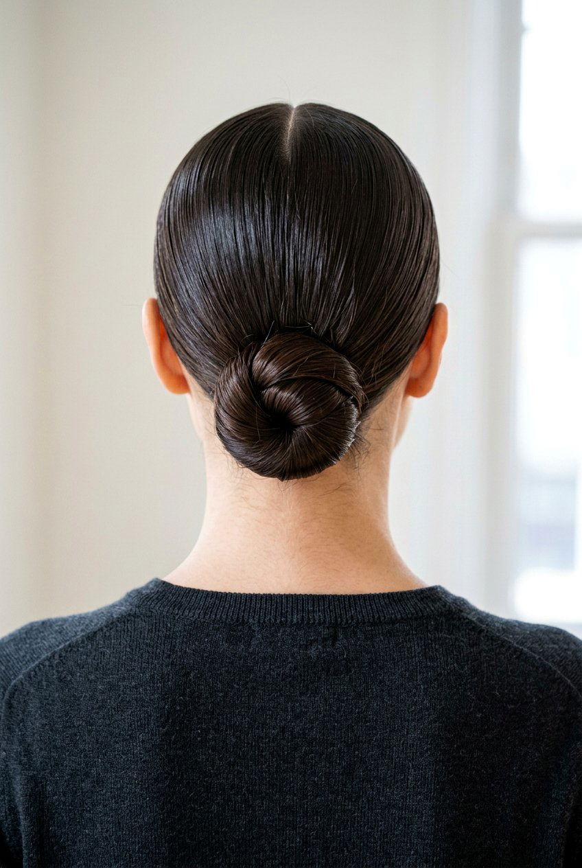 Low Sleek Bun - 20 office hairstyles for women - 20 office hairstyles for women