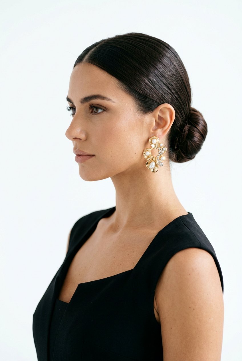 Low Sleek Bun For Engagement Photos - 20 engagement shoot hairstyles - 20 engagement shoot hairstyles