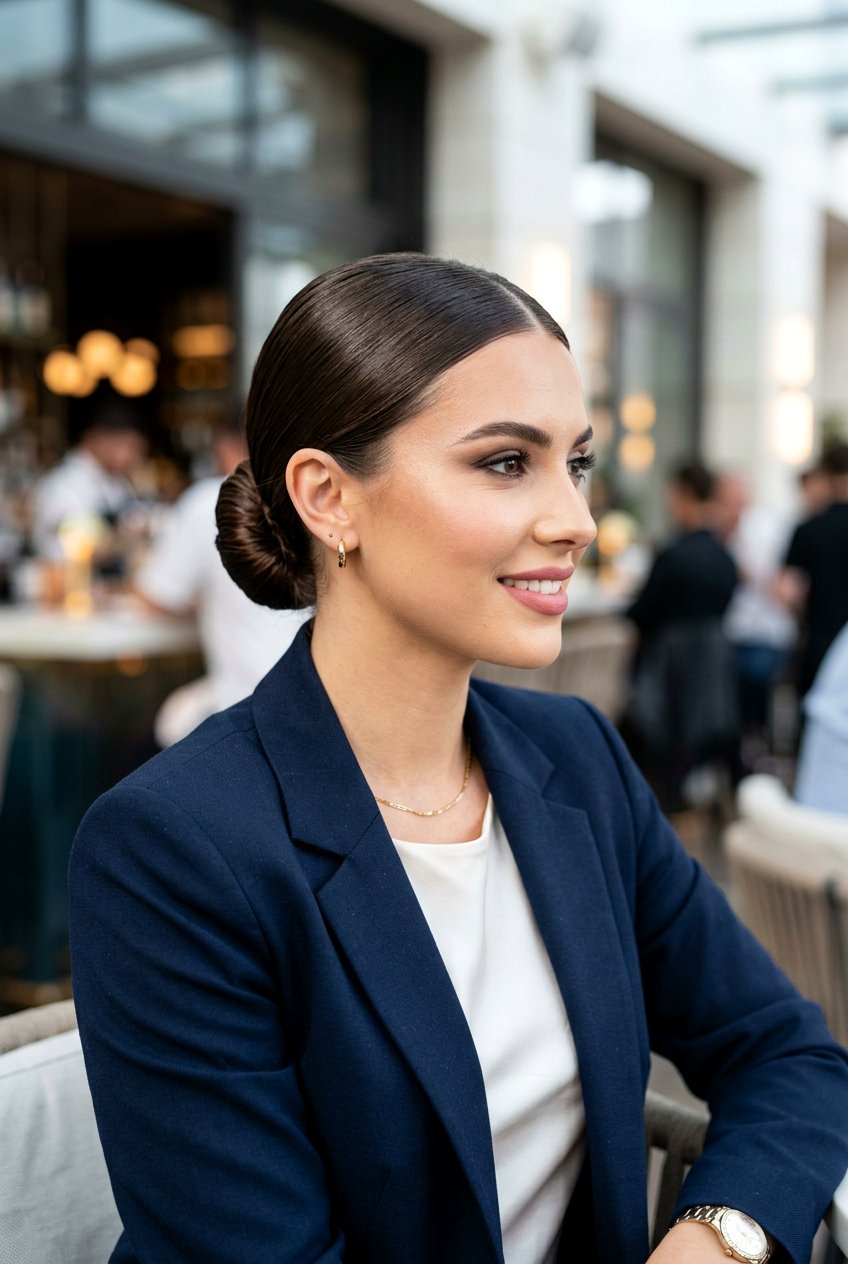 Low Sleek Bun For Going Out - 20 girls night out hairstyles - 20 girls night out hairstyles