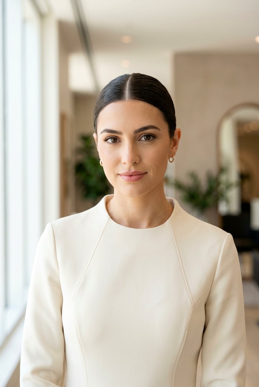 Low Sleek Bun With Middle Part - 20 sleek work bun hairstyles - 20 sleek work bun hairstyles