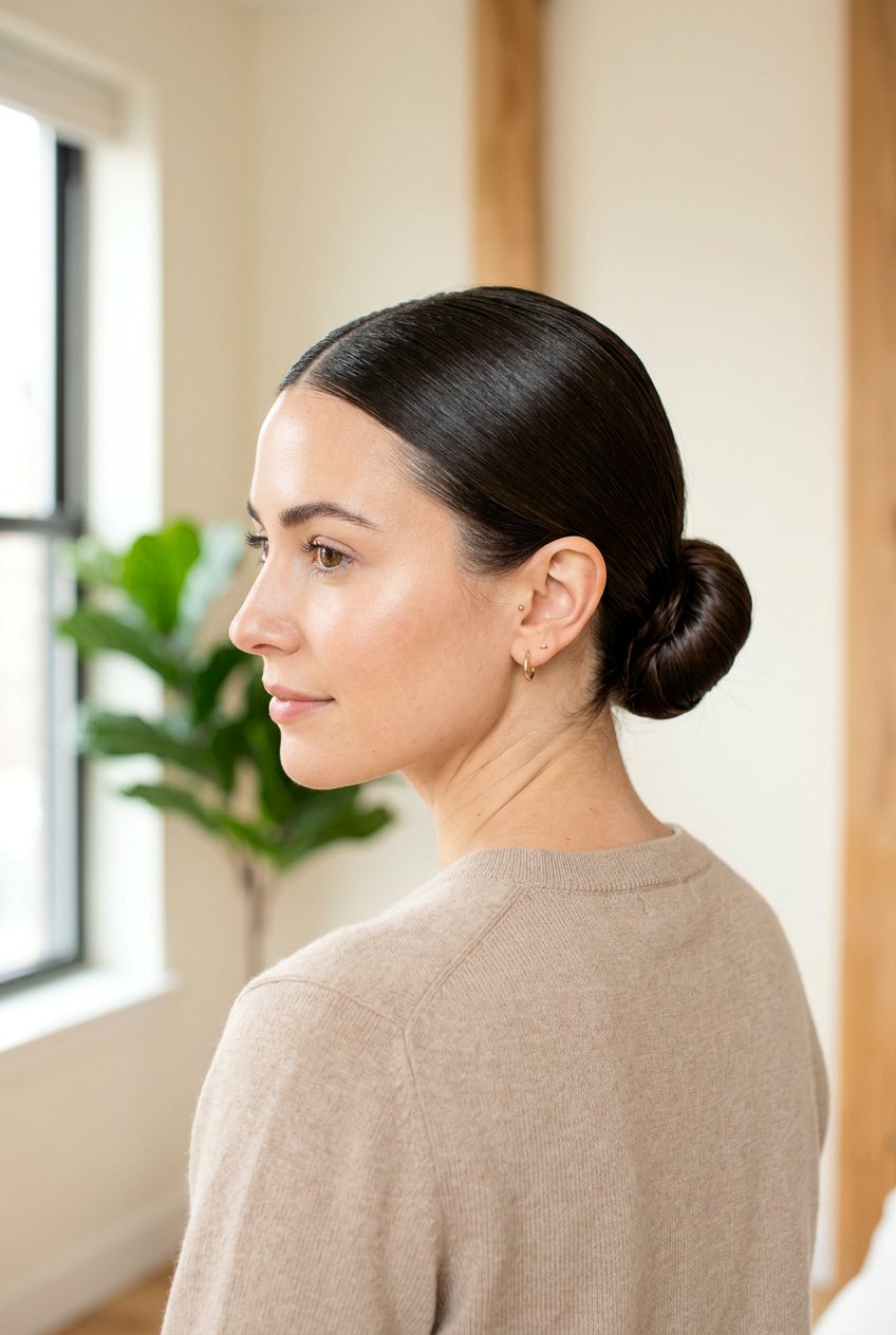 Low Sleek Bun With Middle Part - 20 clean girl bun with middle part - 20 clean girl bun with middle part