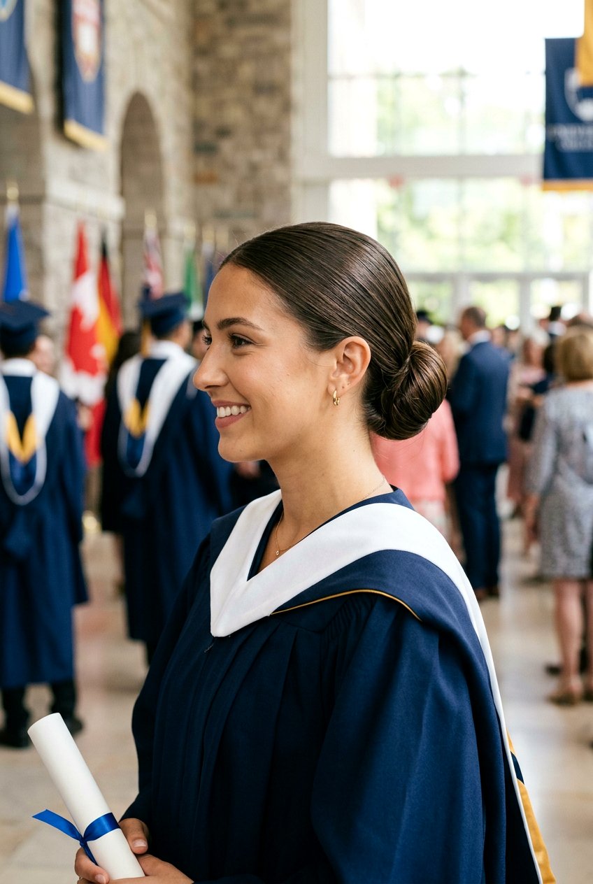 Low Sleek Chignon - 20 graduation hairstyle for shoulder length hair - 20 graduation hairstyle for shoulder length hair