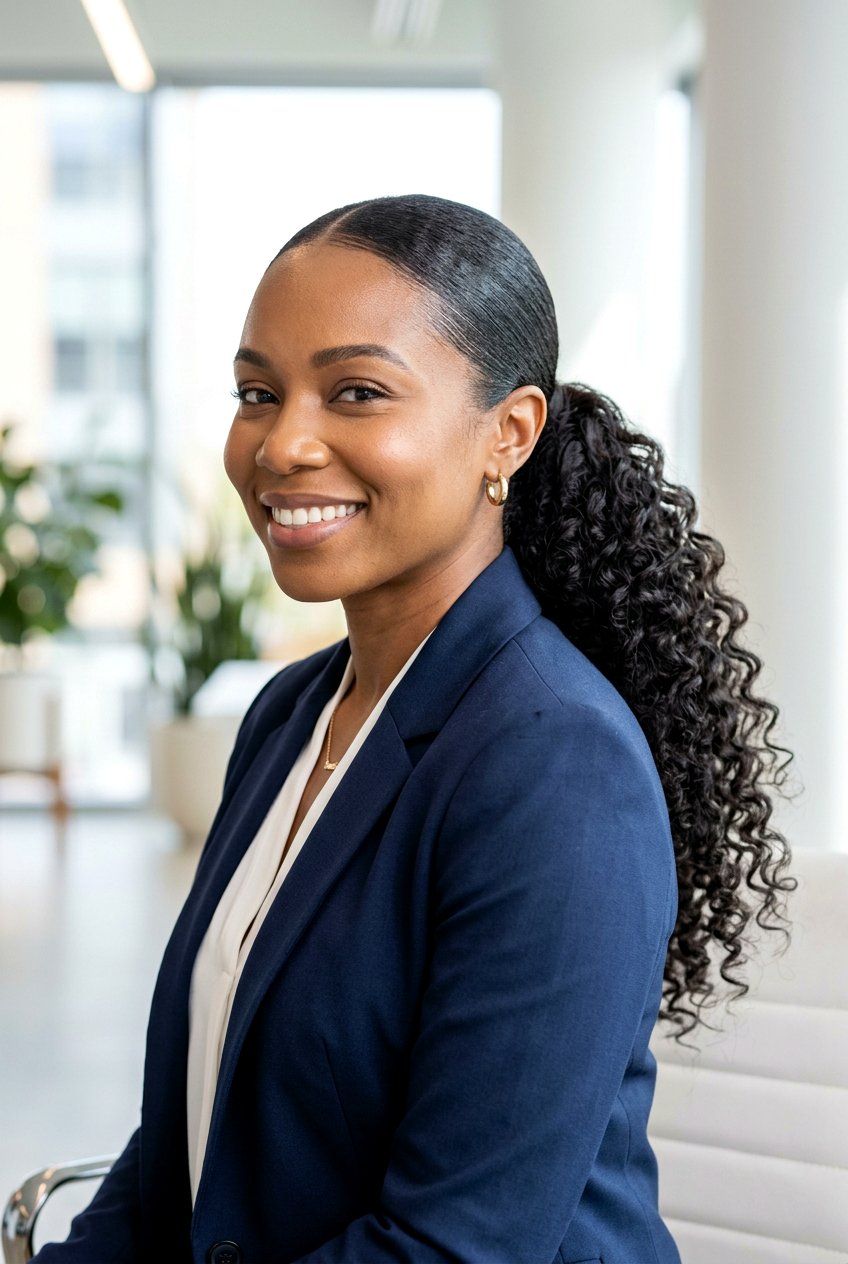 Low Sleek Curly Ponytail - 20 curly ponytail for natural hair - 20 curly ponytail for natural hair