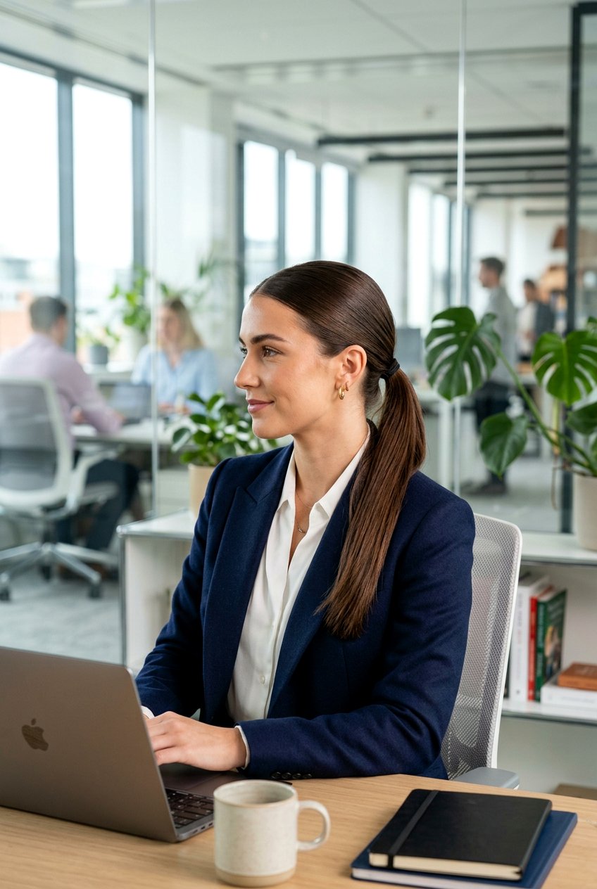 Low Sleek Ponytail - 20 easy meeting hairstyle for women - 20 easy meeting hairstyle for women