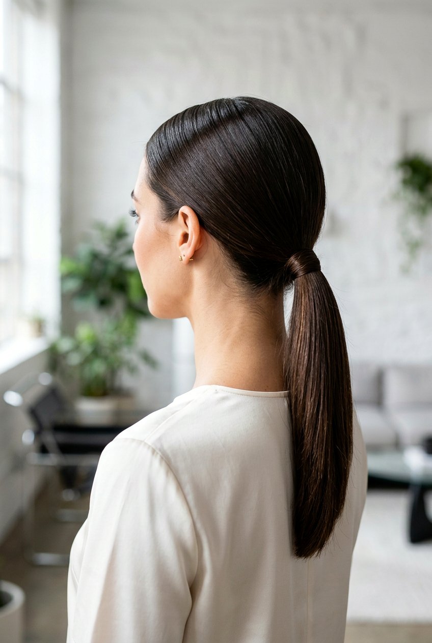 Low Sleek Ponytail - 20 date night hairstyles - 20 date night hairstyles