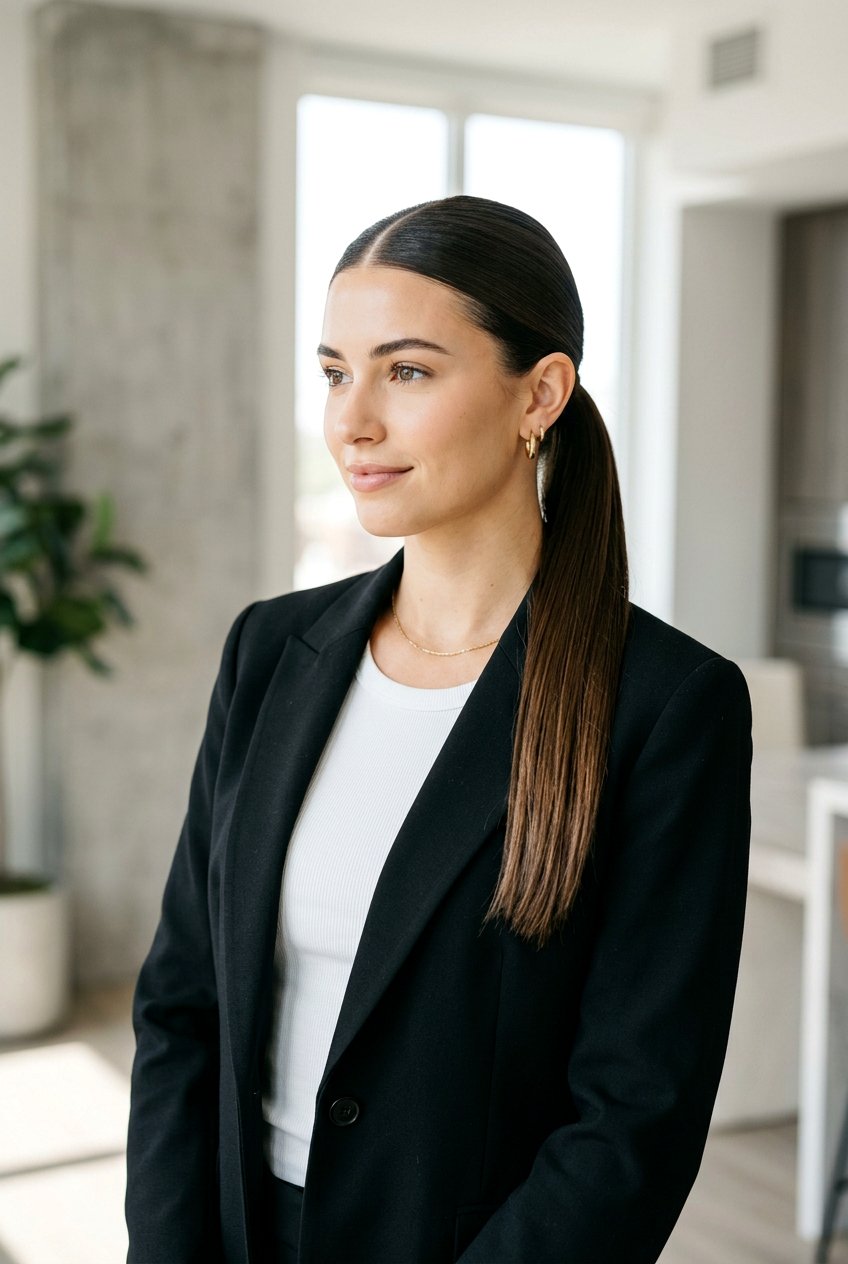 Low Sleek Ponytail For Casual Brunch - 20 brunch ponytail hairstyles - 20 brunch ponytail hairstyles