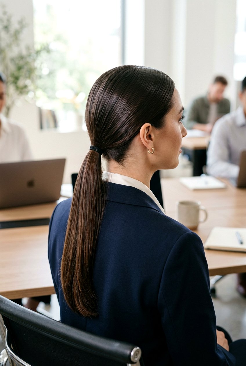 Low Sleek Ponytail For Rainy Days - 20 monsoon friendly hairstyles - 20 monsoon friendly hairstyles