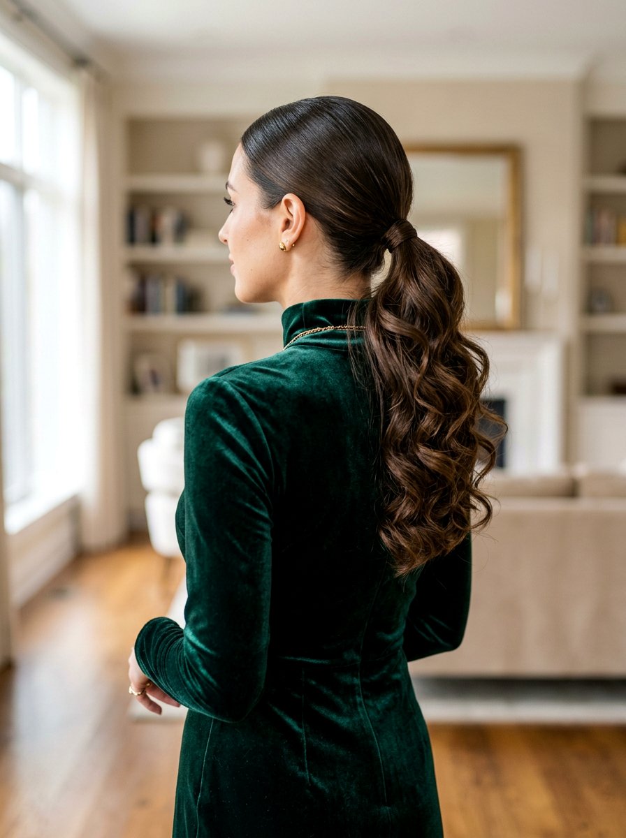 Low Sleek Ponytail With Loose Waves And Curls - 20 sleek prom ponytail with curls - 20 sleek prom ponytail with curls