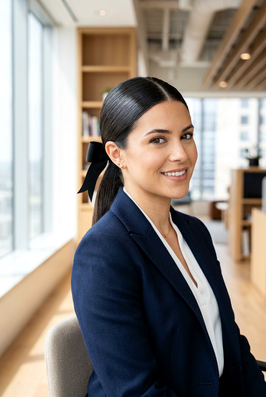20 Cute Holiday Ponytail With Bow Ideas for Festive Looks