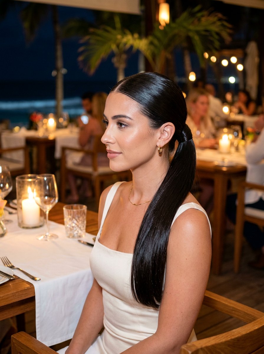 20 Chic Resort Dinner Ponytail Hairstyle Ideas For Vacation