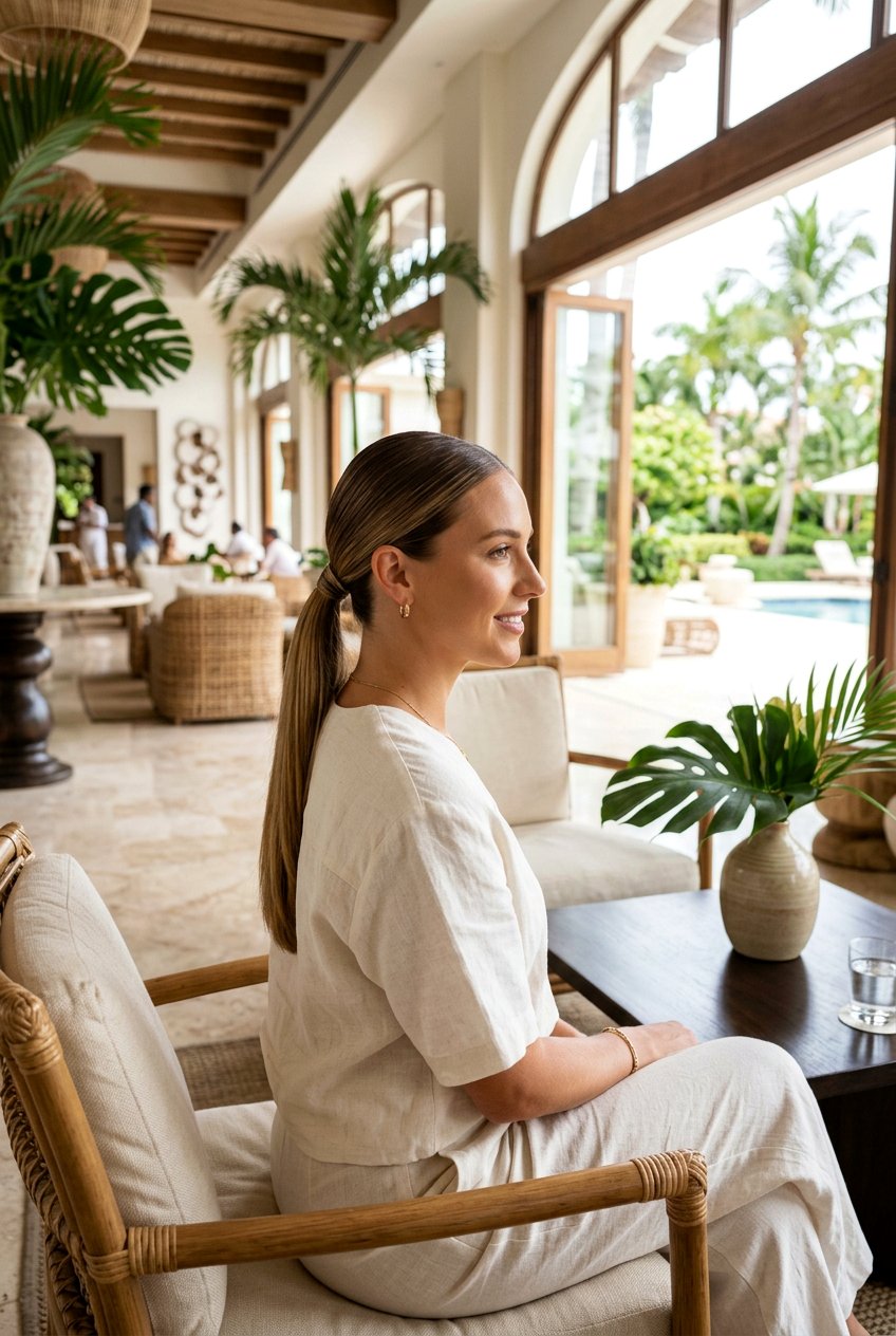 Low Sleek Resort Ponytail - 20 resort ponytail hairstyle - 20 resort ponytail hairstyle