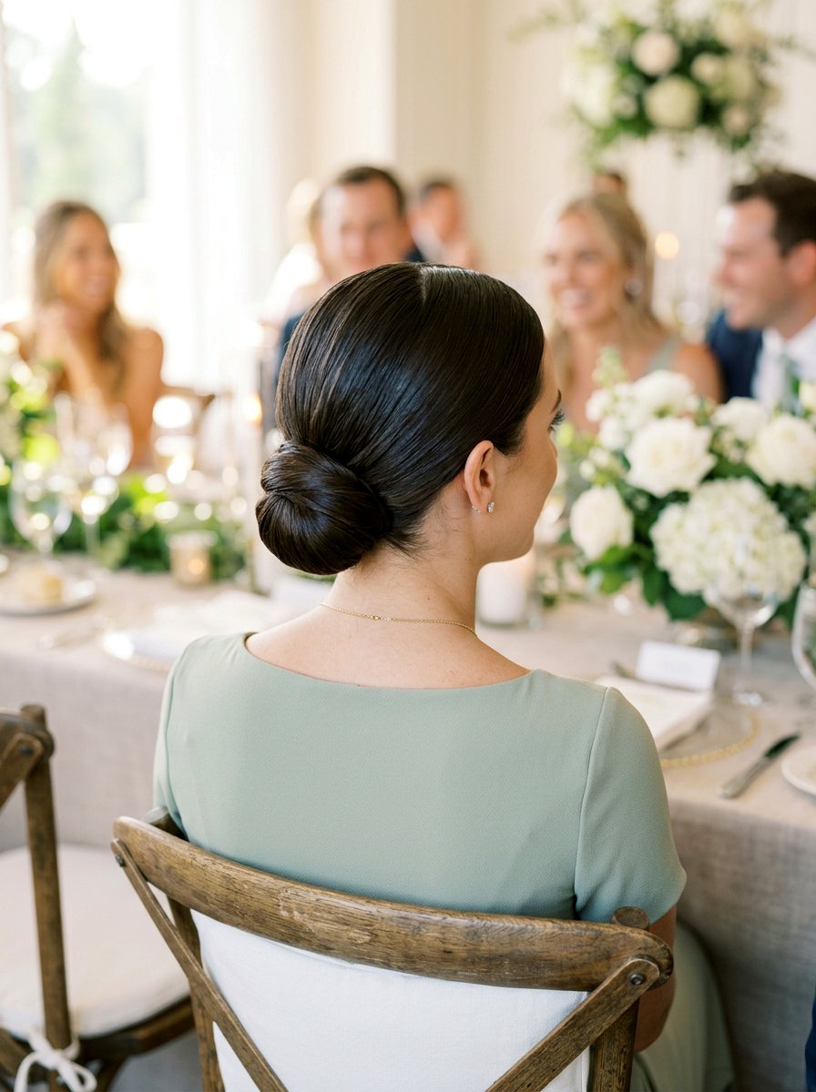 Low Sleek Wedding Guest Bun - 20 simple wedding guest bun for medium hair - 20 simple wedding guest bun for medium hair