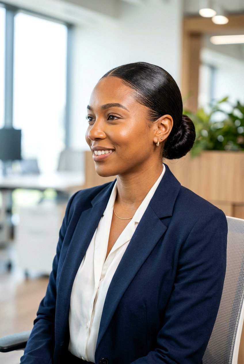 Low Slick Bun With Clean Hairline - 20 clean girl slick bun - 20 clean girl slick bun