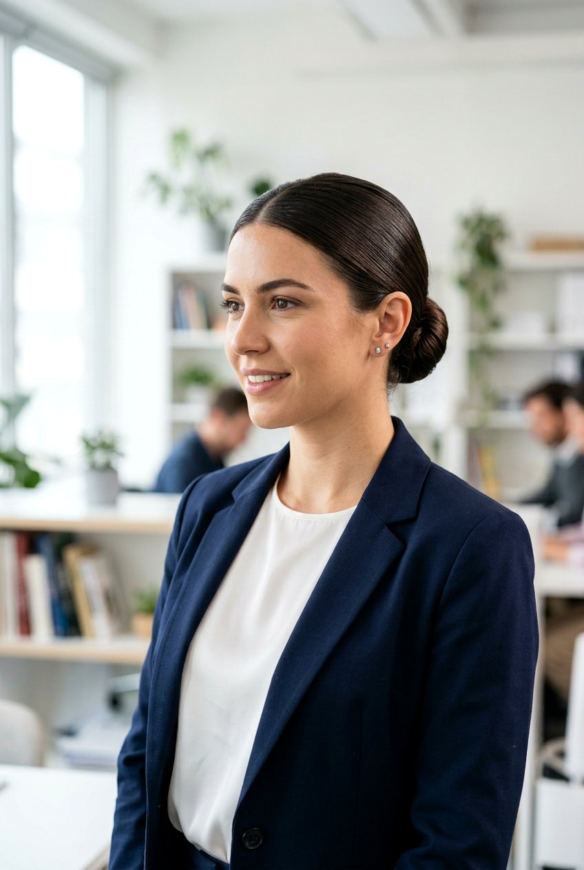 Low Slick Bun With Minimal Volume Crown - 20 clean girl slick bun - 20 clean girl slick bun