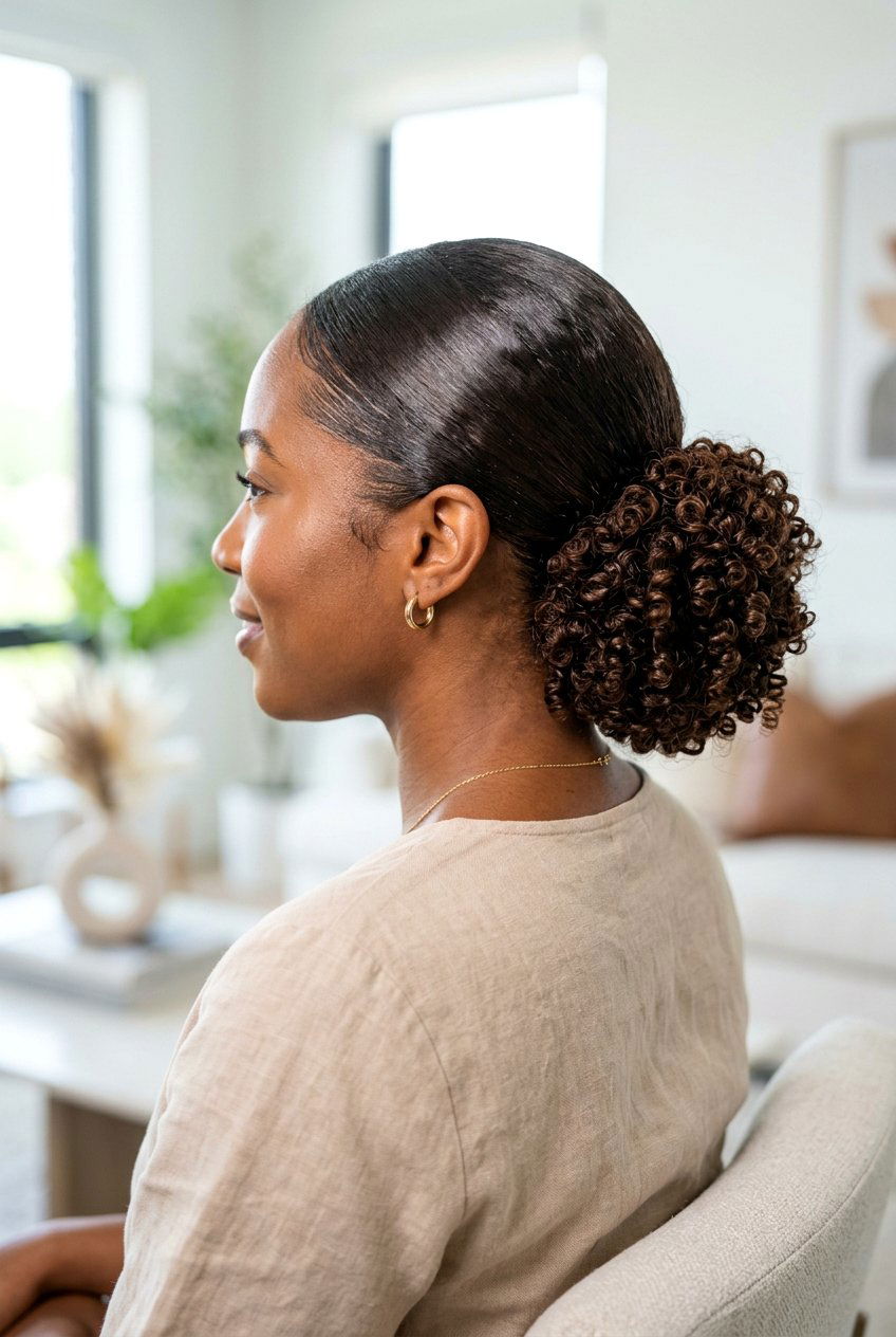 Low Slick Bun With Natural Texture - 20 clean girl slick bun - 20 clean girl slick bun