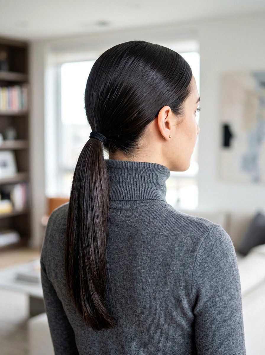 Low Slick Track Ponytail - 20 track hairstyle with slick ponytail - 20 track hairstyle with slick ponytail