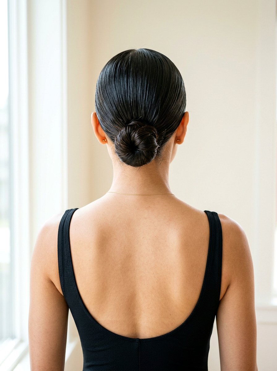 Low Slicked Back Bun - 20 pool day bun hairstyle - 20 pool day bun hairstyle