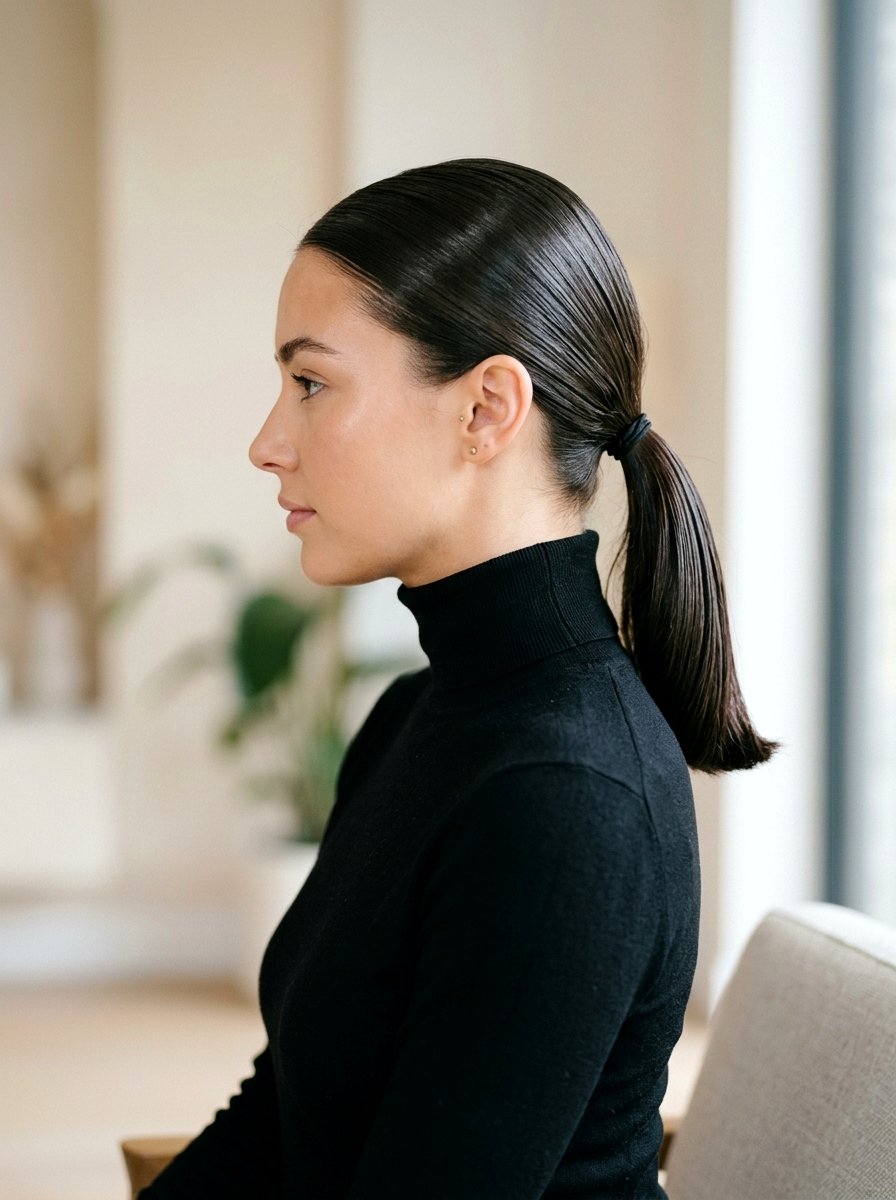 Low Slicked Back Glossy Clean Girl Ponytail - 20 glossy clean girl ponytail - 20 glossy clean girl ponytail