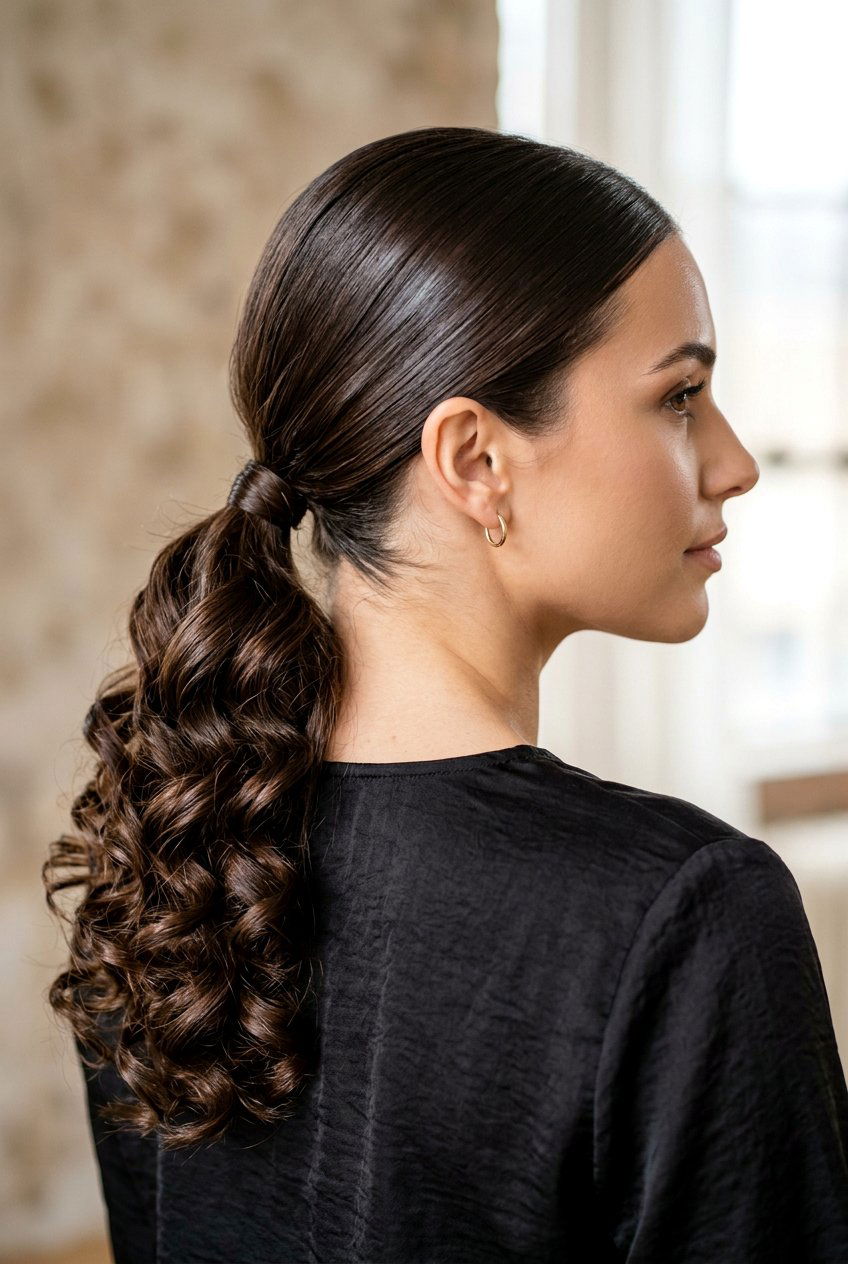 Low Slicked Back Ponytail With Curls - 20 rodeo ponytail with curls - 20 rodeo ponytail with curls
