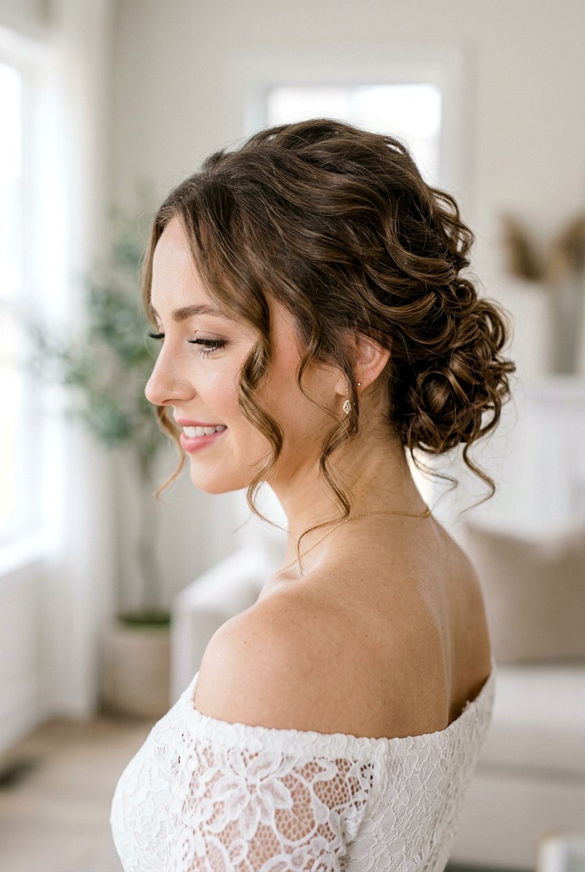 Low Soft Curls Updo - 20 soft curls updo hairstyle - 20 soft curls updo hairstyle