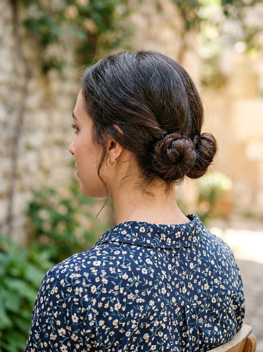Low Space Buns - 20 office hairstyle for humid days - 20 office hairstyle for humid days