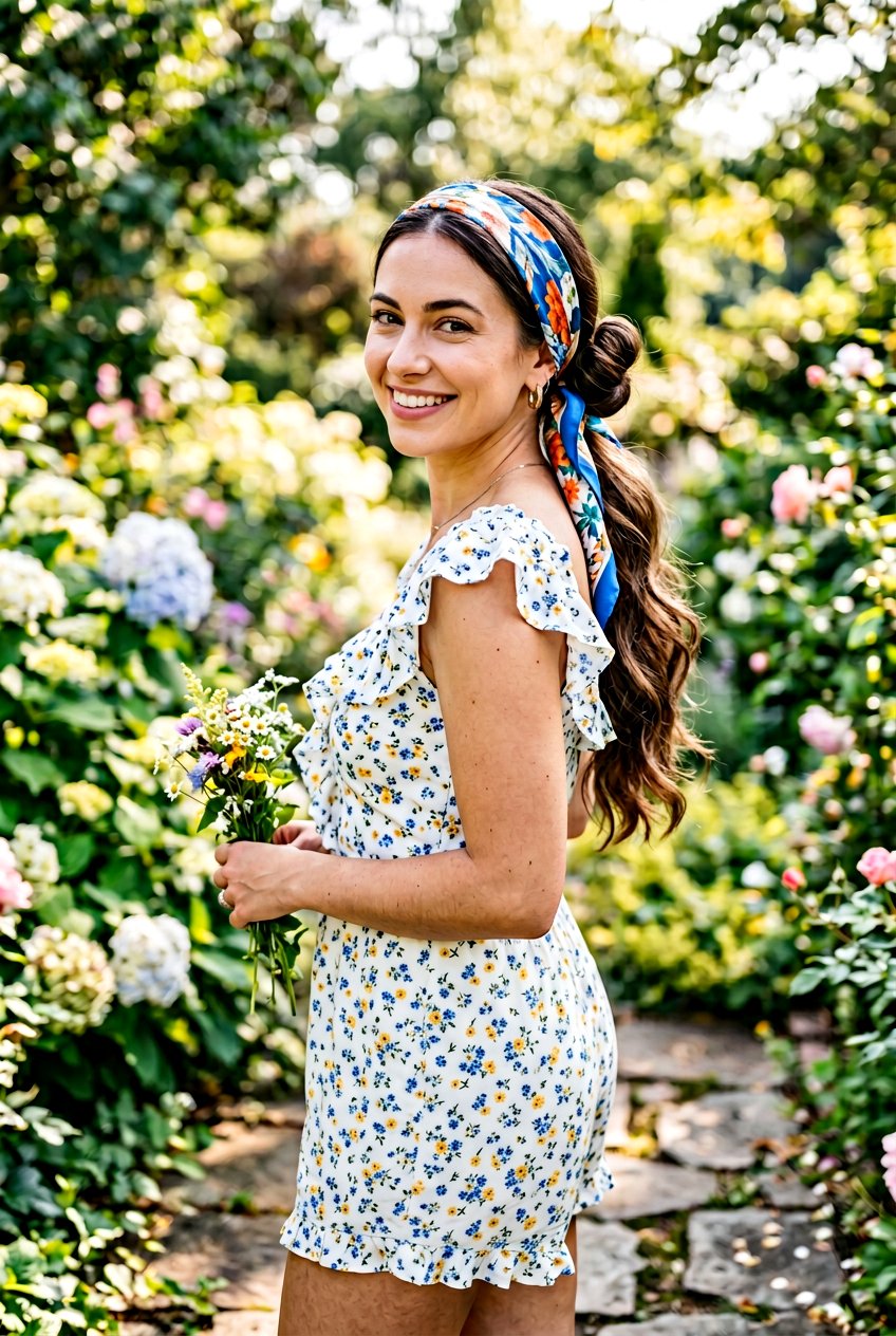 Low Space Buns With Scarf Ponytail - 20 beach hairstyle with low scarf ponytail - 20 beach hairstyle with low scarf ponytail