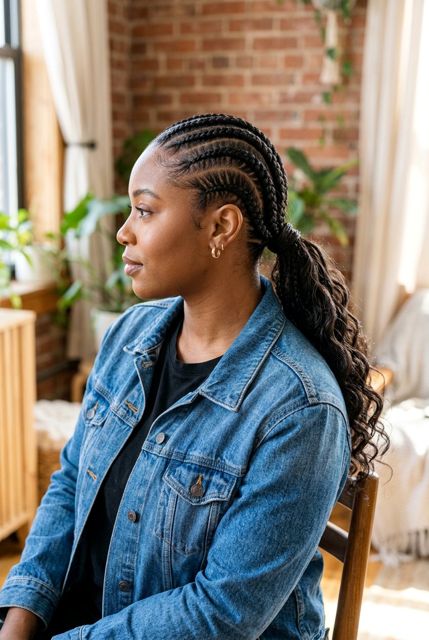 Low Stitch Braids Ponytail - 20 stitch braids with ponytail - 20 stitch braids with ponytail