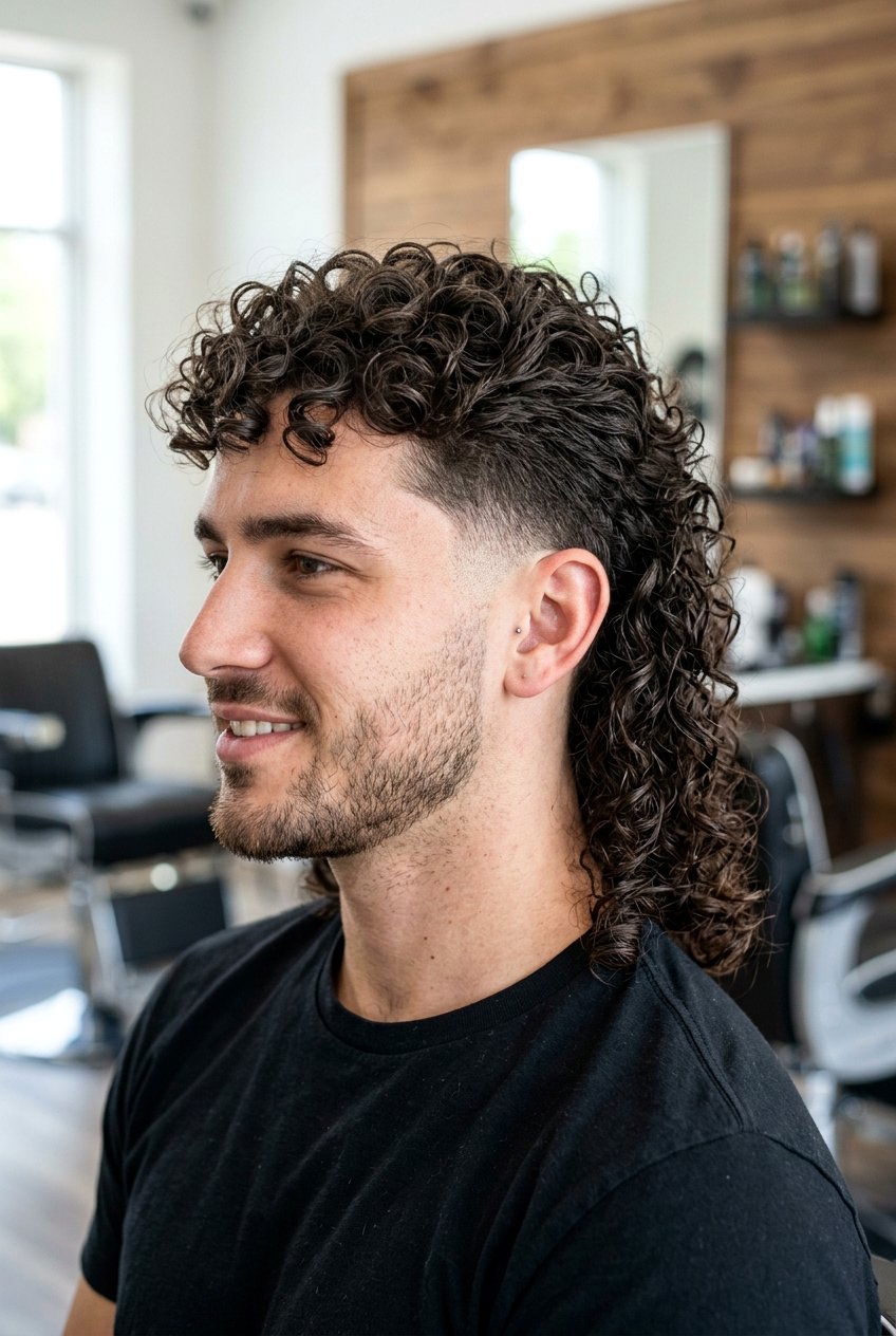 Low Taper Curly Mullet - 20 taper mullet for curly hair men - 20 taper mullet for curly hair men