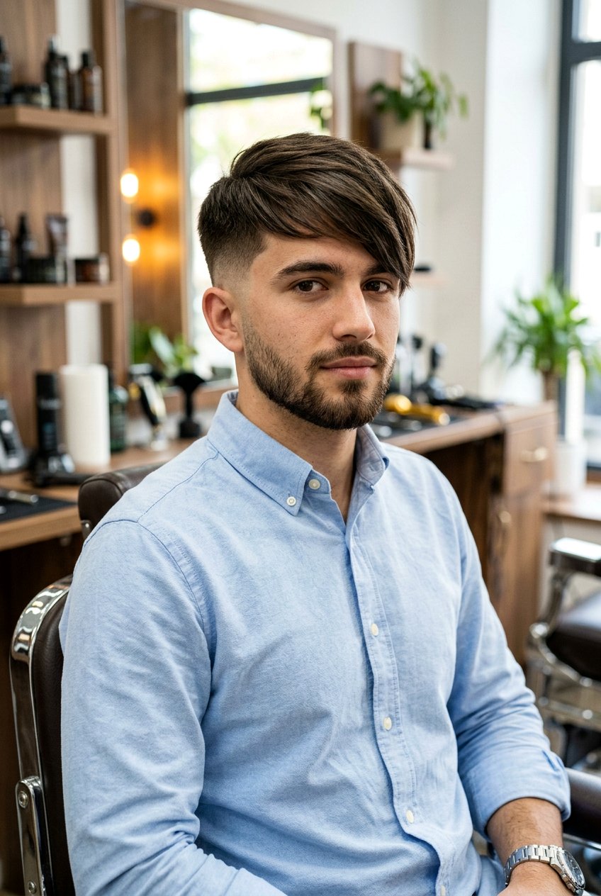 Low Taper Fade With Side Swept Fringe - 20 low taper fade for straight hair men - 20 low taper fade for straight hair men