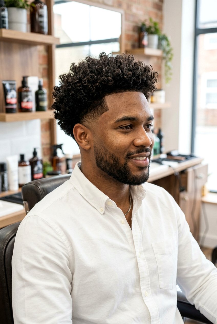 Low Taper With Fluffy Curly Hair - 20 low taper with fluffy hair - 20 low taper with fluffy hair