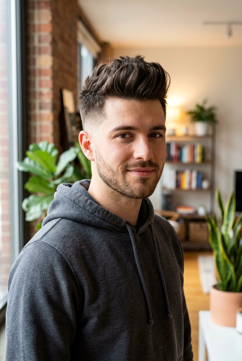 Low Taper With Fluffy Faux Hawk - 20 low taper with fluffy hair - 20 low taper with fluffy hair