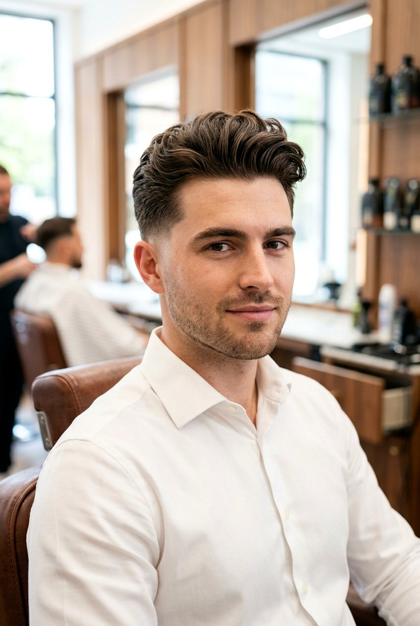 Low Taper With Fluffy Slick Back - 20 low taper with fluffy hair - 20 low taper with fluffy hair