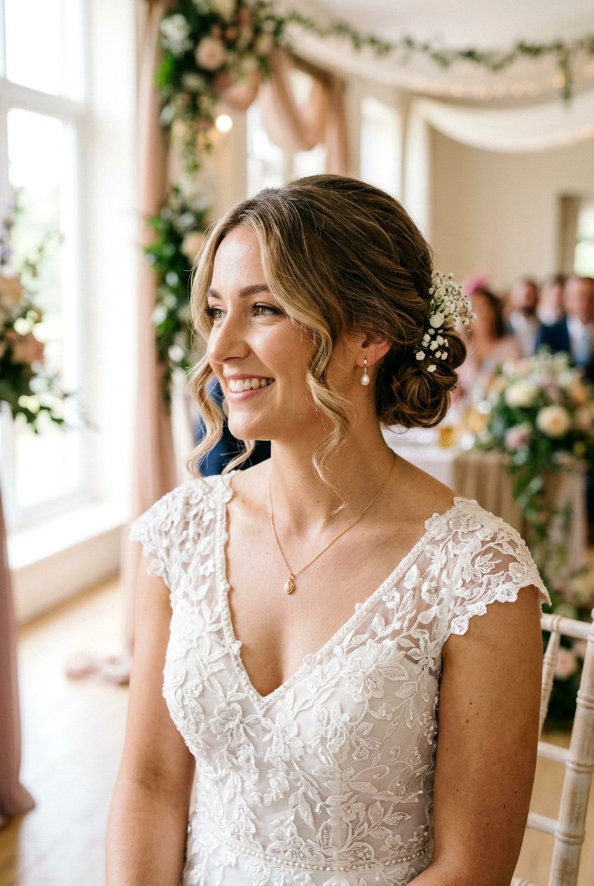 Low Textured Bun - 20 bridal hairstyle with soft tendrils - 20 bridal hairstyle with soft tendrils