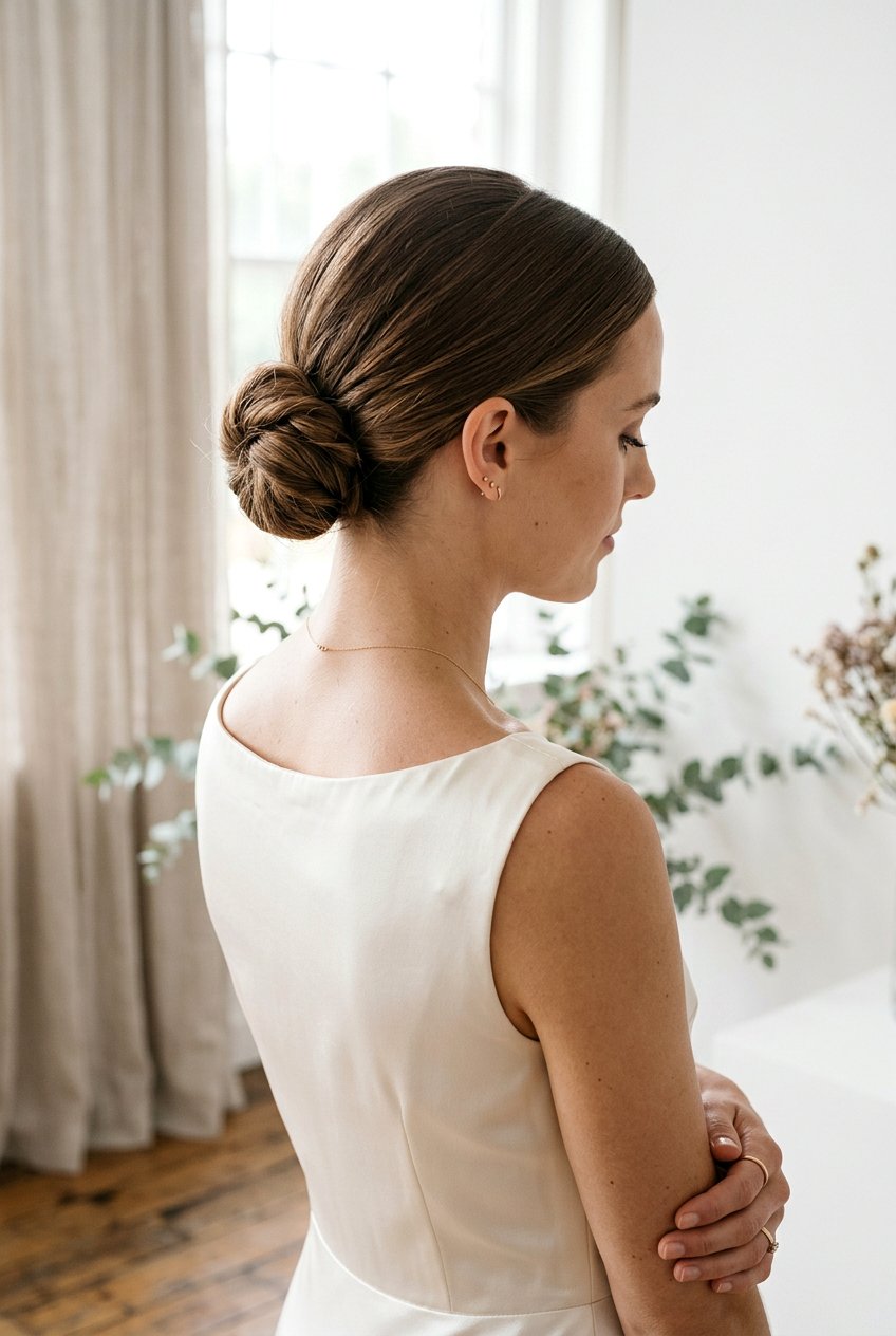 Low Textured Bun For Minimalist Bride - 20 low textured bun for bride - 20 low textured bun for bride