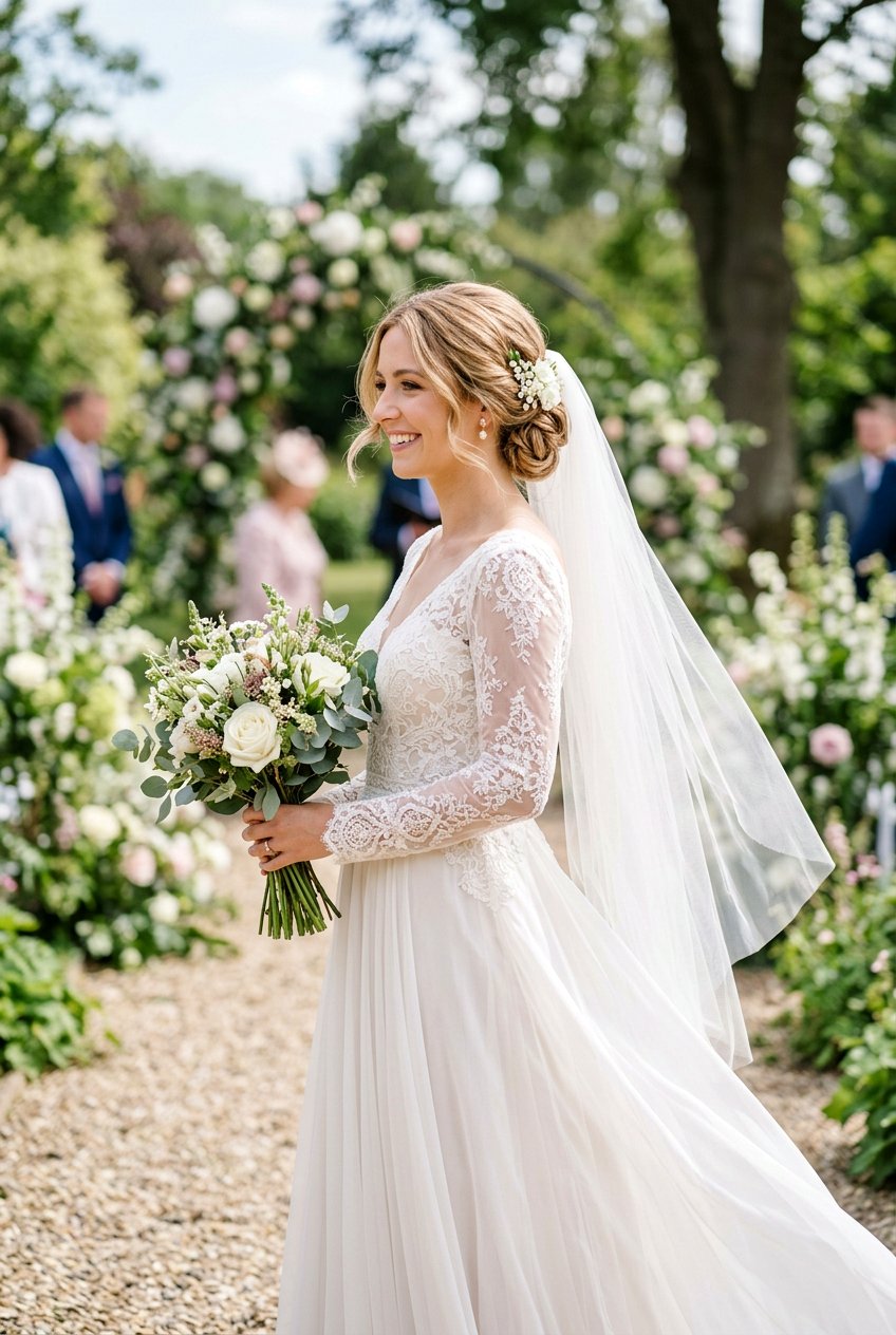 Low Textured Bun For Outdoor Wedding - 20 low textured bun for bride - 20 low textured bun for bride