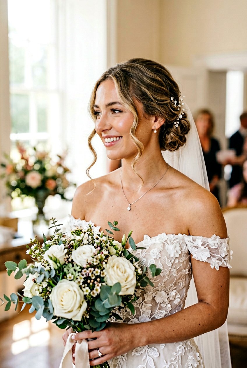 Low Textured Bun With Face Framing Pieces - 20 low textured bun for bride - 20 low textured bun for bride