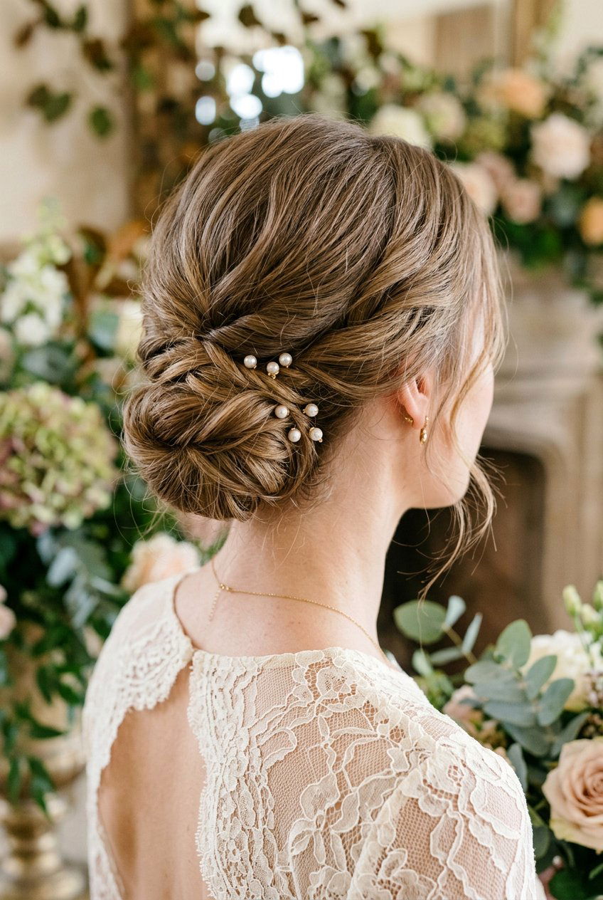 Low Textured Chignon - 20 romantic hairstyles for weddings - 20 romantic hairstyles for weddings