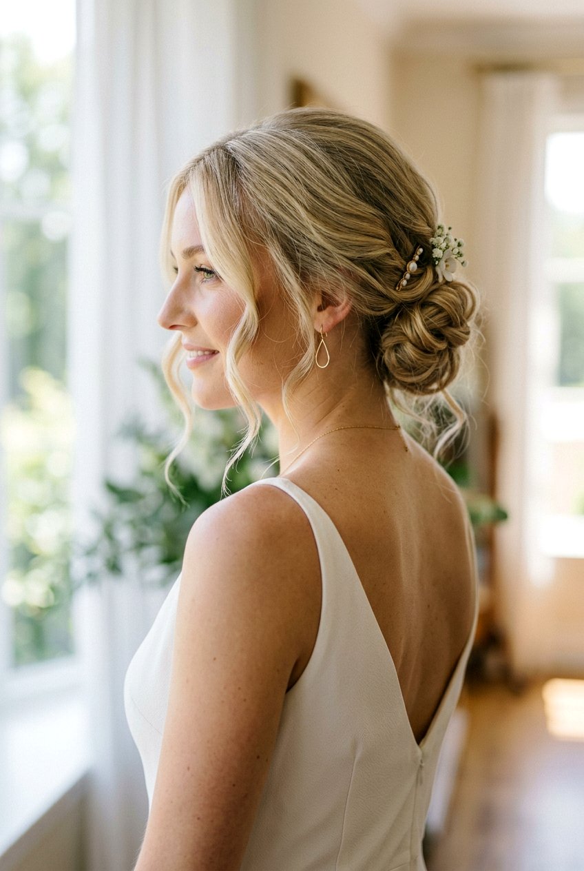 Low Textured Chignon For Fine Hair - 20 textured wedding updo for fine hair - 20 textured wedding updo for fine hair