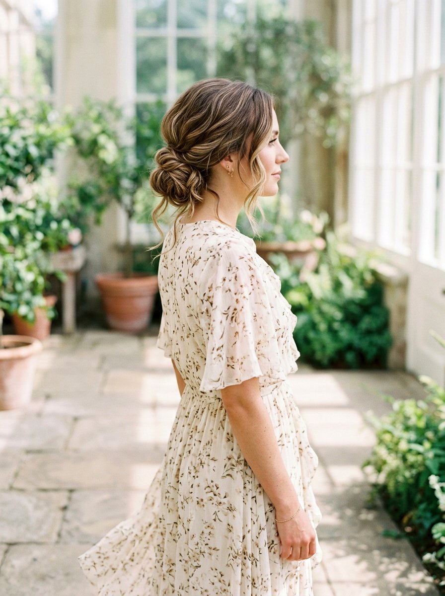 Low Textured Chignon For Wedding Guest - 20 simple wedding guest bun for medium hair - 20 simple wedding guest bun for medium hair