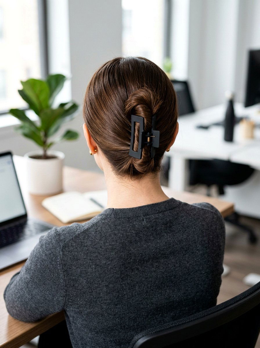 Low Twist Claw Clip - 20 office friendly claw clip hairstyles - 20 office friendly claw clip hairstyles