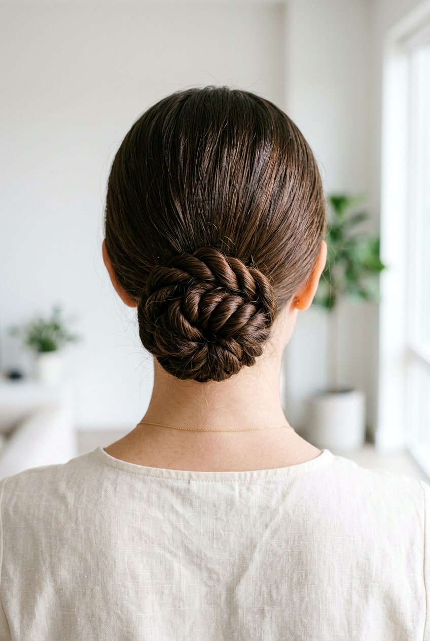Low Twisted Bun - 20 school hairstyle for shoulder length fine hair - 20 school hairstyle for shoulder length fine hair