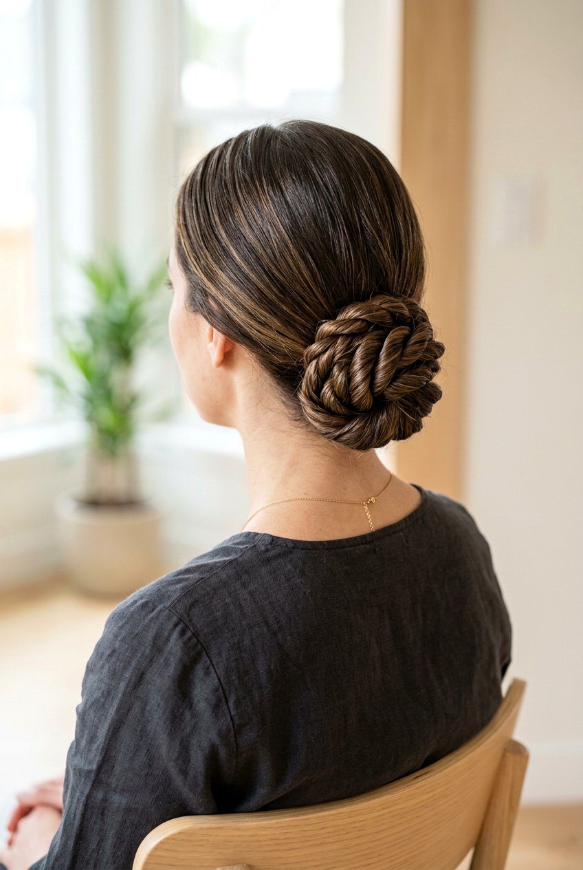 Low Twisted Bun - 20 bridesmaid updo hairstyles - 20 bridesmaid updo hairstyles